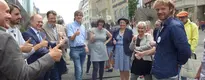 Der Bundeslandwirtschaftsminister war zu Besuch, bei einem Informationsstand von Mehr Demokratie.