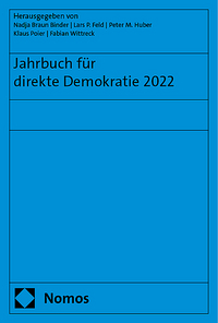 Der Buchdeckel vom Buch "Jahrbuch für direkte Demokratie 2022" ist zu sehen, welcher komplett blau ist.