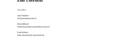 ve in niederlanden Das Deckblatt der Übersicht "Volksabstimmungen in den Niederlanden".