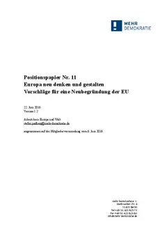 Positionen 11 Europa neu denken und gestalten