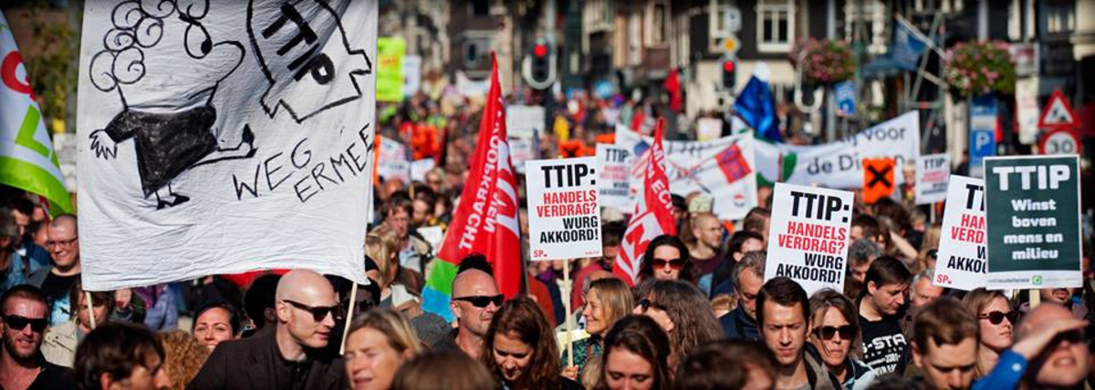Eine Demonstration gegen TTIP in den Niederlanden.