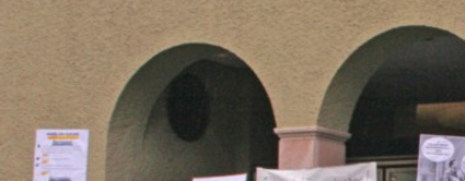 suedtirol-aktion-landtag Eine Protestaktion von circa 30 Personen stehen auf Treppen.