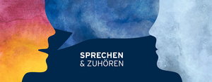 Auf dem Bild steht Sprechen & Zuhören auf farbiger abstrakter Kunst.