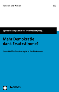 Der Buchdeckel vom Band "Mehr Demokratie dank Erststimme?", ist unten blau und oben weiß.