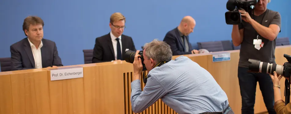 Ein Bild von einer Bundespressekonferenz.