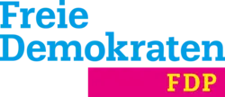 Hier ist das Logo der "FDP" zu sehen.