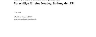 Das Deckblatt vom Positionspapier Nr. 11 "Europa neu denken und gestalten Vorschläge für eine Neubegründung der EU."