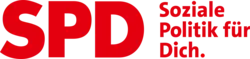 Geschrieben steht da "SPD" und dahinter "Soziale Politik für Dich", so, dass dieser Satz SPD von oben nach unten gelesen ergibt.