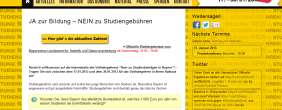2013-01-31 Volksbegehren gegen Studiengebuehren Auf dem Bild steht "JA zur Bildung NEIN zu STUDIENGEBÜHREN", auf einem Zettel und den Rest kann man leider nicht lesen.