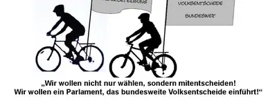 Ein Flyer von Mehr Demokratie zum Bundesweiten Aktionstag für bundesweite Volksentscheide, ist zu sehen.