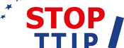 Das Logo von "STOP TTIP" ist zu sehen.