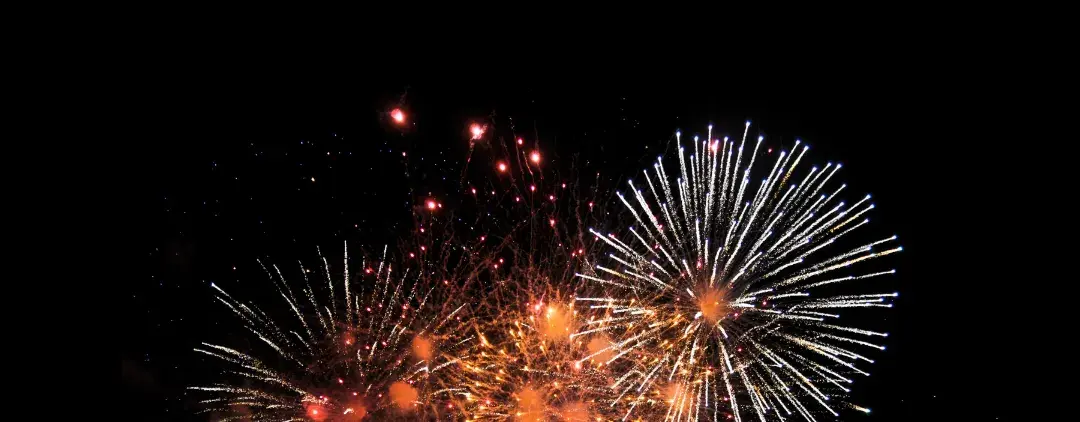 Man sieht ein Feuerwerk am Himmel. Der Text darüber lautet "Verfassungsreferendum: 86,3 Prozent für mehr direkte Demokratie in Hessen".