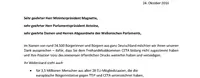 Der Dankesbrief an die Wallonen ist zu sehen.