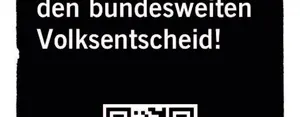 (Vorderseite der Visitenkarte) Auf dem Bild steht auf schwarzem Hintergrund "Seit über 60 Jahren verhindert die CDU den bundesweiten Volksentscheid!".